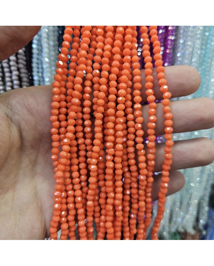 4mm İpe Dizili Kristal Boncuk Mat Janjanlı Turuncu - 10 Dizi