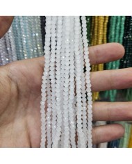 4mm İpe Dizili Kristal Boncuk Mat Beyaz - 10 Dizi