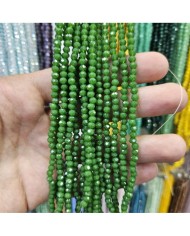 4mm İpe Dizili Kristal Boncuk Mat Parlak Yeşil - 10 Dizi