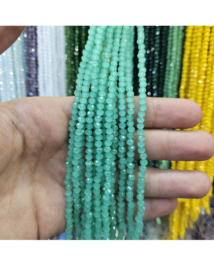 4mm İpe Dizili Kristal Boncuk Mat Mint Yeşili - 10 Dizi