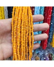 4mm İpe Dizili Kristal Boncuk Mat Turuncu - 10 Dizi