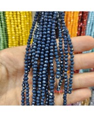 4mm İpe Dizili Kristal Boncuk Mat Lacivert - 10 Dizi