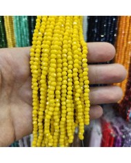 4mm İpe Dizili Kristal Boncuk Mat Canlı Sarı - 10 Dizi