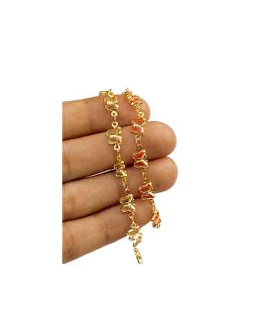 Cam Taşlı Kuyumcu Zinciri Gümüş Yatay Pembe Kelebek 4mm - 1m