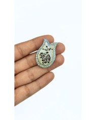 Zamak Zirkon Taşlı Lale Model Mevlana Motifli Tesbih İmamesi Nikel - 24x35mm