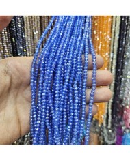 4mm İpe Dizili Kristal Boncuk Şeffaf Janjanlı Saks Mavi - 10 Dizi