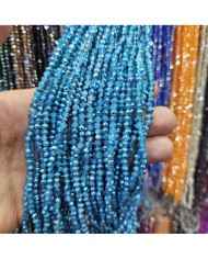 4mm İpe Dizili Kristal Boncuk Şeffaf Janjanlı Turkuaz - 10 Dizi