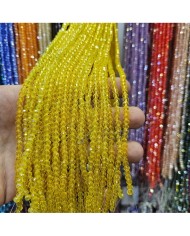 4mm İpe Dizili Kristal Boncuk Şeffaf Janjanlı Sarı - 10 Dizi