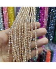 4mm İpe Dizili Kristal Boncuk Şeffaf Janjanlı Ten Rengi - 10 Dizi