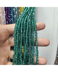 4mm İpe Dizili Kristal Boncuk Şeffaf Janjanlı Zümrüt Yeşili - 10 Dizi
