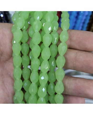 8mm İpe Dizili Damla Kristal Boncuk Mat Mint Yeşili - 1 Dizi