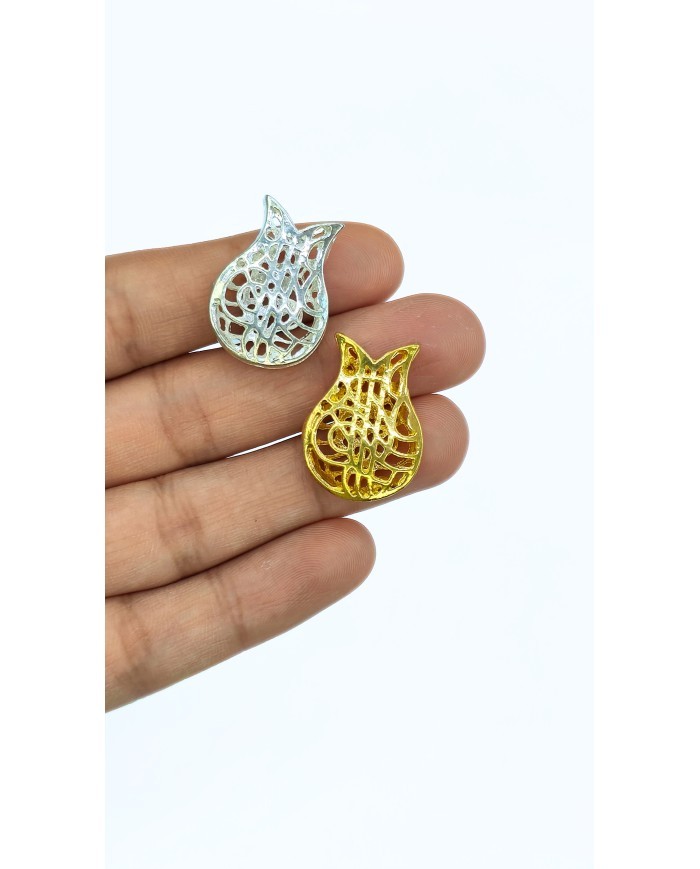 Zamak Lale Model Osmanlı Motifli Tesbih İmamesi Sarı - 18x25mm