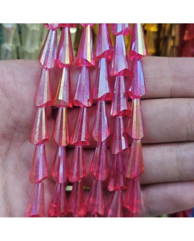 8x16mm İpe Dizili Deve Tabanı Huni Kristal Boncuk Mat Beyaz - 1 Dizi