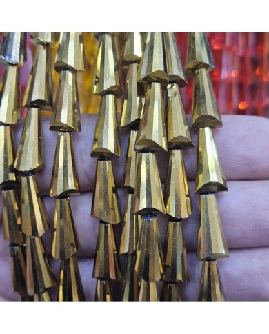 8x16mm İpe Dizili Deve Tabanı Huni Kristal Boncuk Şeffaf Koyu Yeşil - 1 Dizi