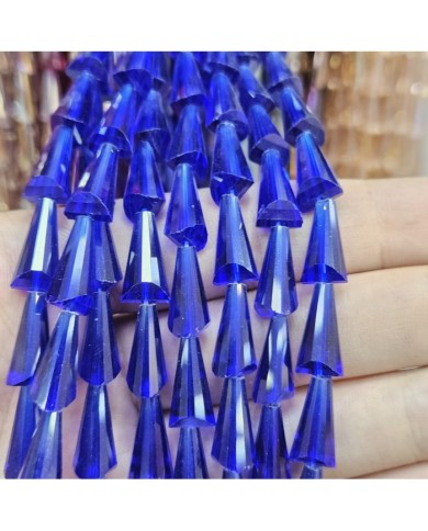 8x16mm İpe Dizili Deve Tabanı Huni Kristal Boncuk Şeffaf Kobalt Mavi - 1 Dizi