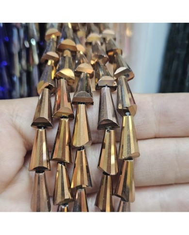 8x16mm İpe Dizili Deve Tabanı Huni Kristal Boncuk Şeffaf Kırmızı - 1 Dizi