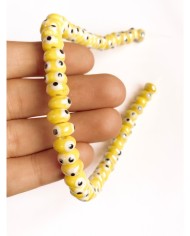 İpe Dizili Seramik Boncuk Yeşil Nazar Boncuğu Oval 5mm - 1 Dizi