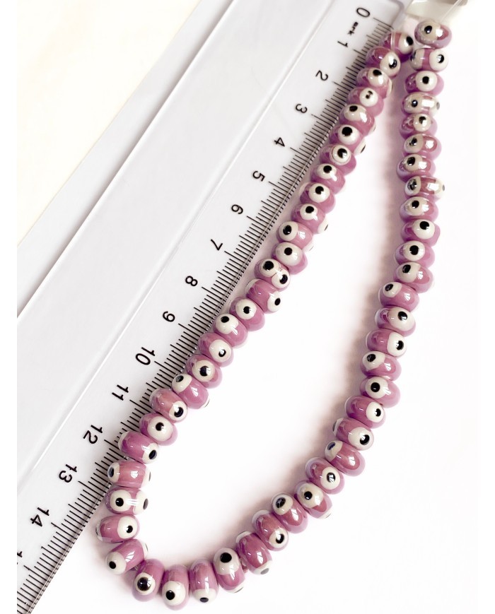İpe Dizili Seramik Boncuk Sarı Nazar Boncuğu Oval 5mm - 1 Dizi