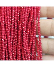 1mm İpe Dizili Kristal Boncuk Mat Kırmızı - 10 Dizi