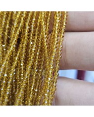 1mm İpe Dizili Kristal Boncuk Şeffaf Altın - 10 Dizi
