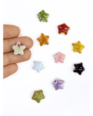 Seramik Boncuk Pembe Mini Yıldız 15mm