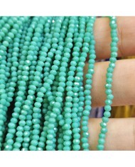 1mm İpe Dizili Kristal Boncuk Mat Turkuaz Yeşil - 10 Dizi