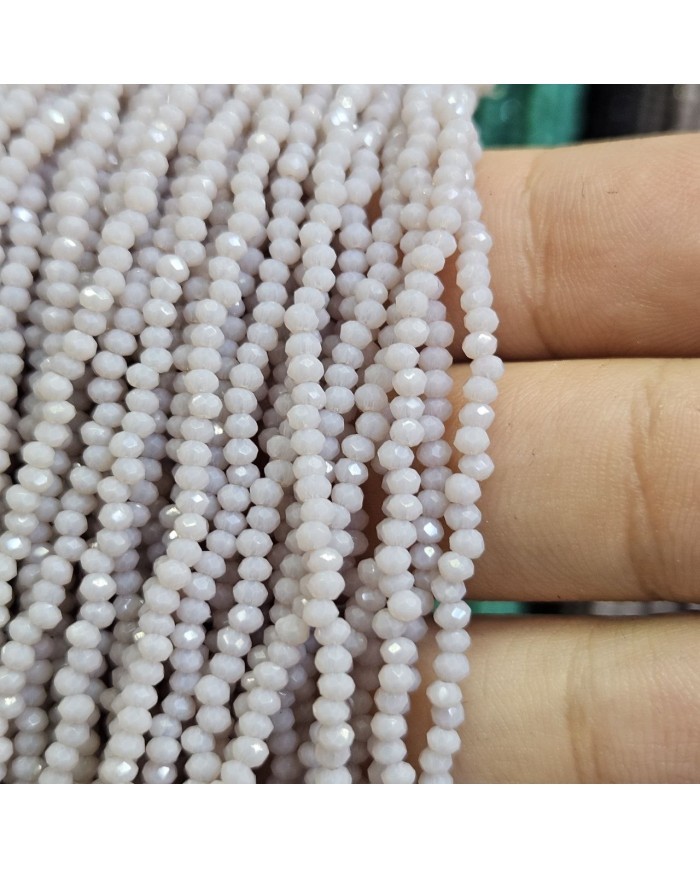 1mm İpe Dizili Kristal Boncuk Mat Açık Gri - 10 Dizi