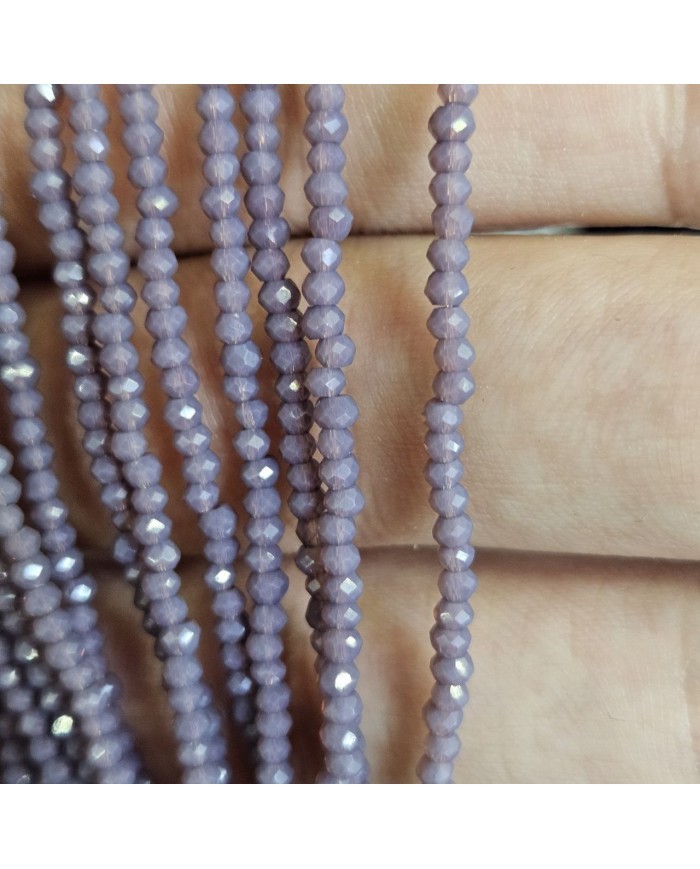 1mm İpe Dizili Kristal Boncuk Mat Lavanta - 10 Dizi