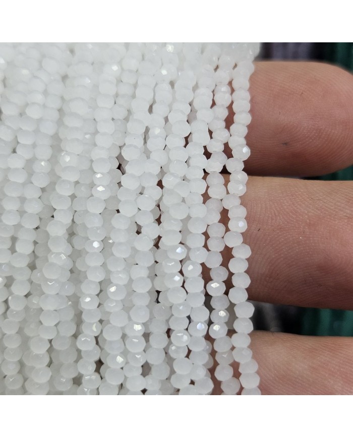 1mm İpe Dizili Kristal Boncuk Mat Beyaz - 10 Dizi