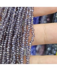 1mm İpe Dizili Kristal Boncuk Şeffaf Janjanlı Gri Mor - 10 Dizi