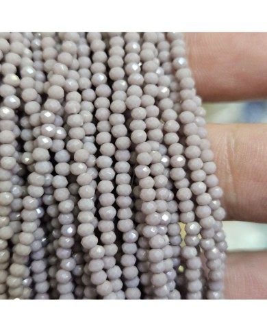 2mm İpe Dizili Kristal Boncuk Mat Açık Somon Gri - 10 Dizi