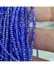 2mm İpe Dizili Kristal Boncuk Şeffaf Parlement Mavi - 10 Dizi
