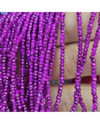 2mm İpe Dizili Kristal Boncuk Metalik Kaplama Aynalı Fuşya - 10 Dizi