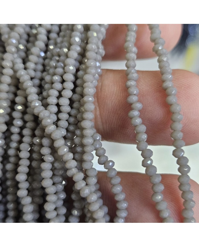 2mm İpe Dizili Kristal Boncuk Mat Taupe Gri - 10 Dizi