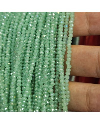 2mm İpe Dizili Kristal Boncuk Şeffaf Janjanlı Yeşil - 10 Dizi
