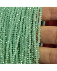 2mm İpe Dizili Kristal Boncuk Şeffaf Janjanlı Yeşil - 10 Dizi