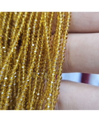 2mm İpe Dizili Kristal Boncuk Şeffaf Janjanlı Bal Sarısı - 10 Dizi
