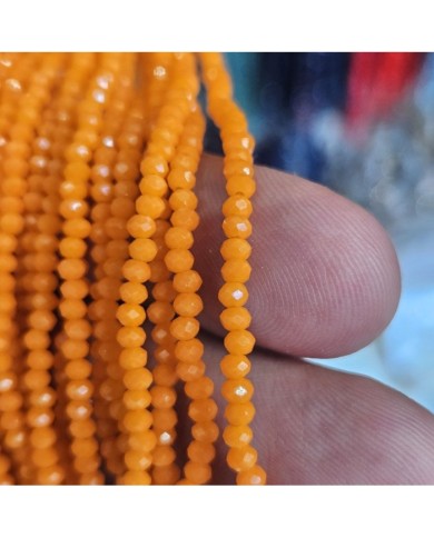 2mm İpe Dizili Kristal Boncuk Mat Turuncu - 10 Dizi