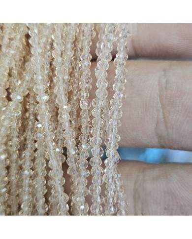 2mm İpe Dizili Kristal Boncuk Şeffaf Altın Sarı - 10 Dizi