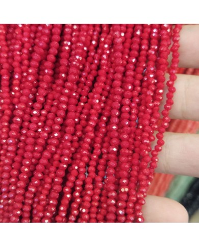 3mm İpe Dizili Kristal Boncuk Mat Canlı Koyu Kırmızı - 10 Dizi