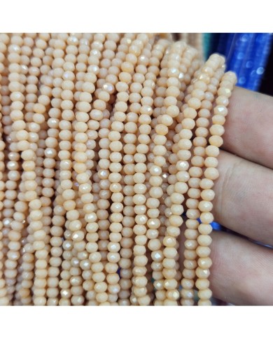 3mm İpe Dizili Kristal Boncuk Mat Pastel Şeftali - 10 Dizi