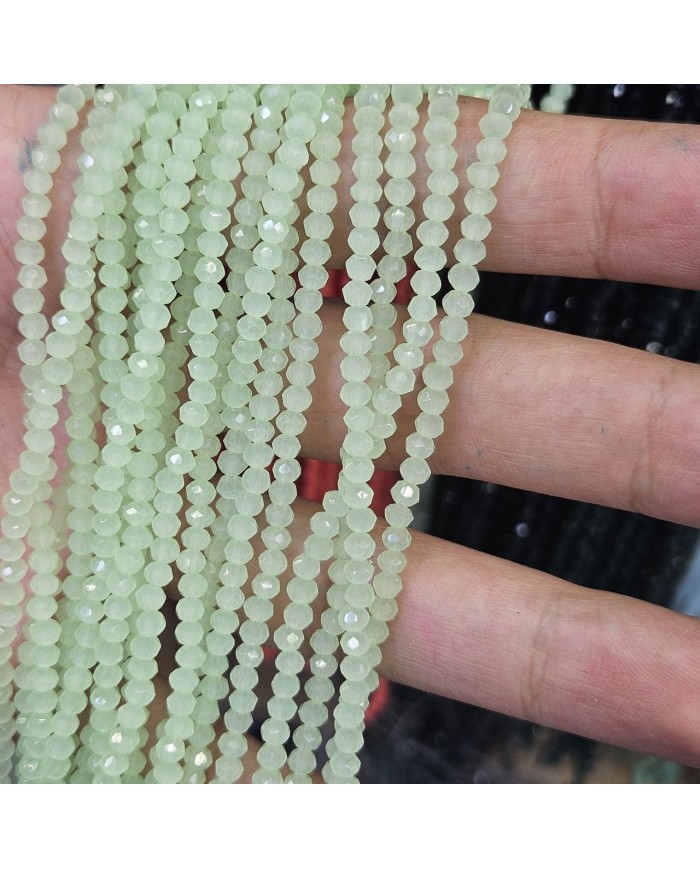 3mm İpe Dizili Kristal Boncuk Mat Pastel Açık Yeşil - 10 Dizi