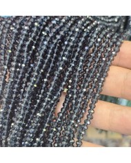 3mm İpe Dizili Kristal Boncuk Şeffaf Siyah - 10 Dizi