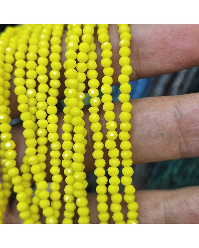3mm İpe Dizili Kristal Boncuk Mat Sarı - 10 Dizi