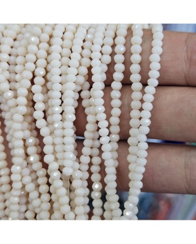 3mm İpe Dizili Kristal Boncuk Mat Krem Beyaz - 10 Dizi