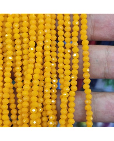 3mm İpe Dizili Kristal Boncuk Mat Turuncu Sarı - 10 Dizi