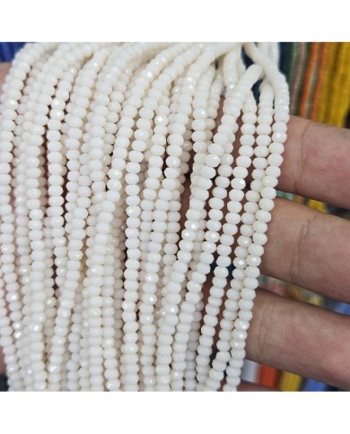 3mm İpe Dizili Kristal Boncuk Mat Süt Beyaz - 10 Dizi