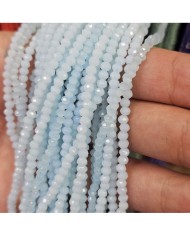 3mm İpe Dizili Kristal Boncuk Mat Pastel Mavi  - 10 Dizi