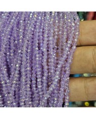 3mm İpe Dizili Kristal Boncuk Şeffaf Mor - 10 Dizi