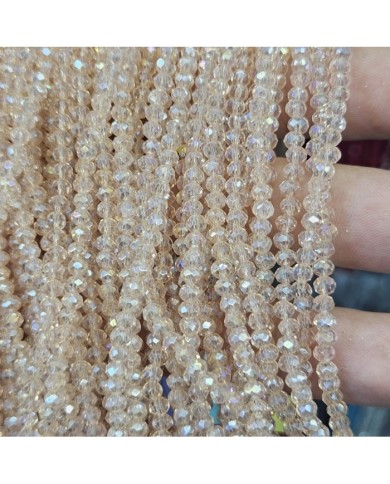 3mm İpe Dizili Kristal Boncuk Şeffaf Janjanlı Şampanya - 10 Dizi